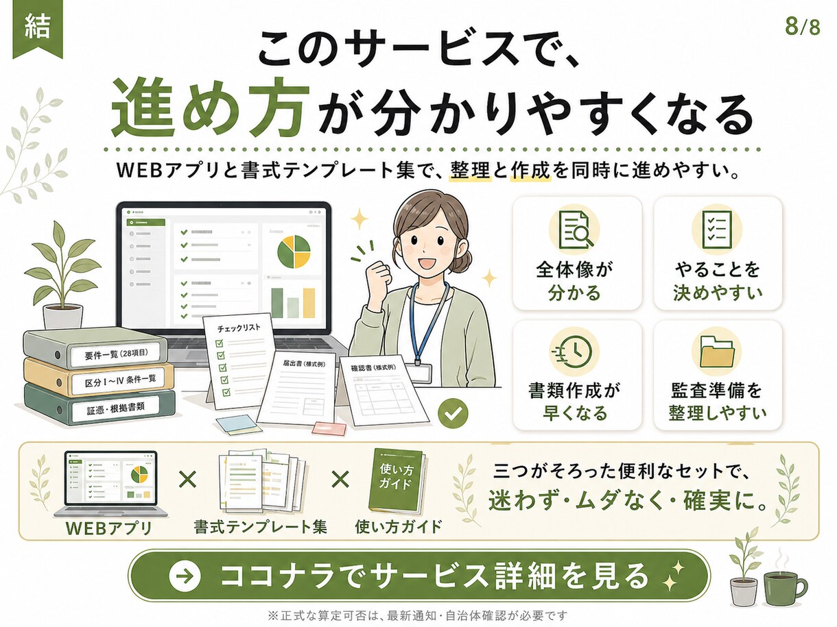 処遇改善加算の書式準備を支援します 【職場環境等要件】28項目の選定と書式（テンプレ）準備を支援 イメージ9