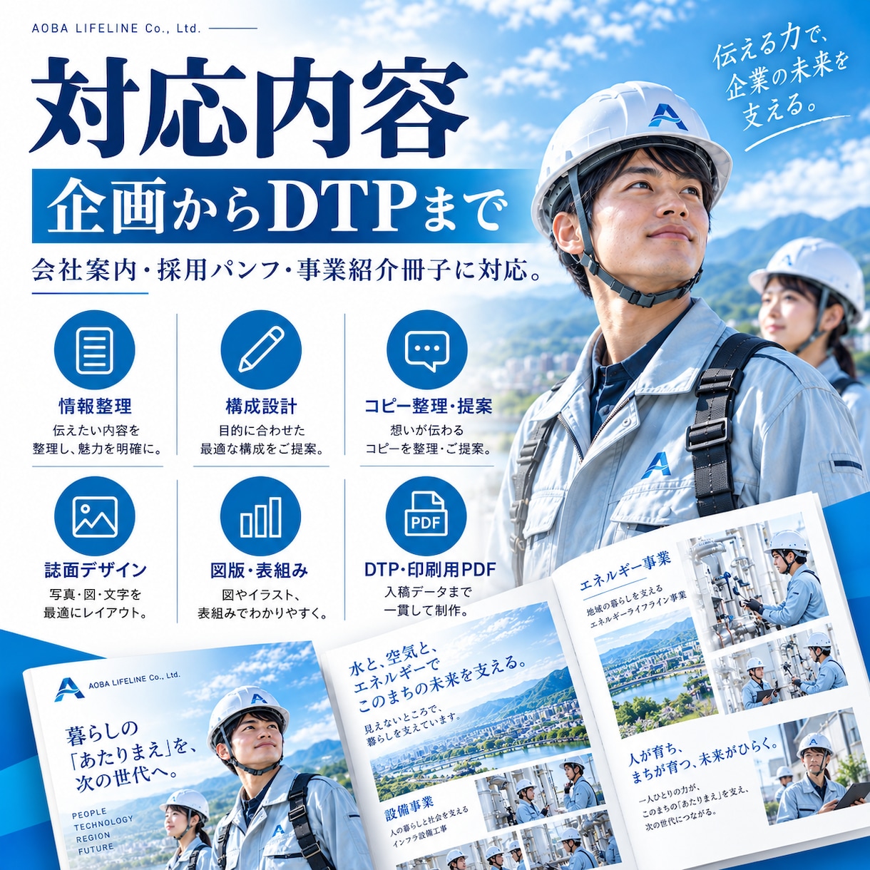 会社案内・採用パンフを構成から制作します 情報整理・構成・コピーからデザインまで一貫対応 イメージ3