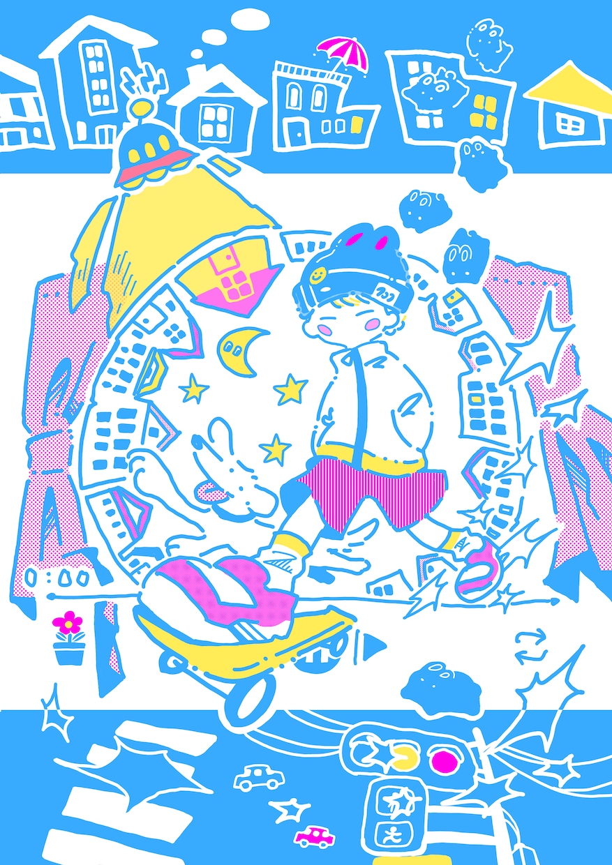 ポップなイラスト制作します リソグラフみたいなタッチ、色味 イメージ1