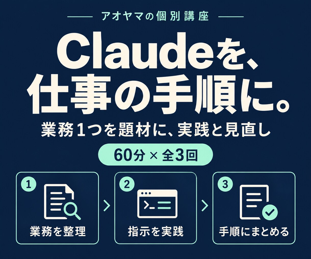 Claudeで仕事の手順づくりを伴走します 全3回。業務1つの指示文と確認手順を一緒に整える イメージ1