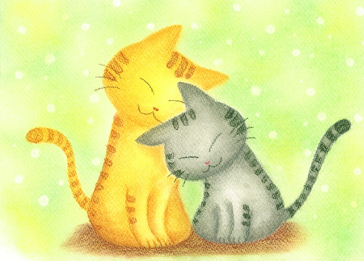 ペットの猫ちゃんのイラストお描きします パステルで優しい・かわいい絵をお描きします イメージ1