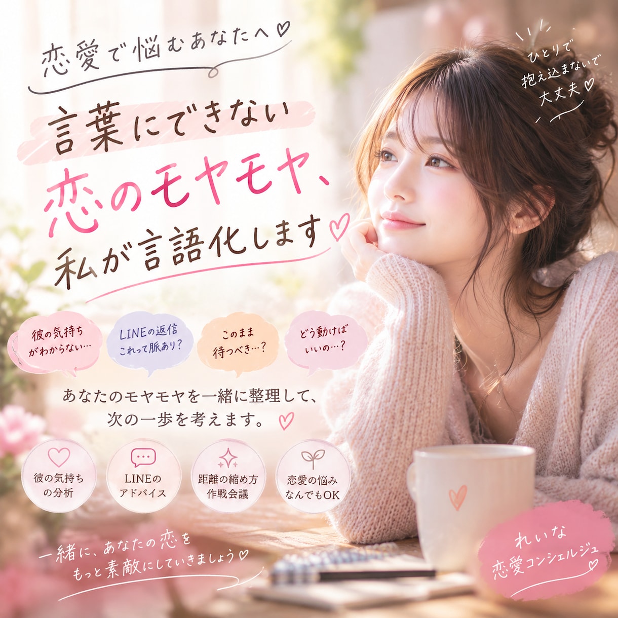 あなたのモヤモヤした気持ちわたしが言語化します 言葉にできない心のモヤモヤ、私が言語化します イメージ1