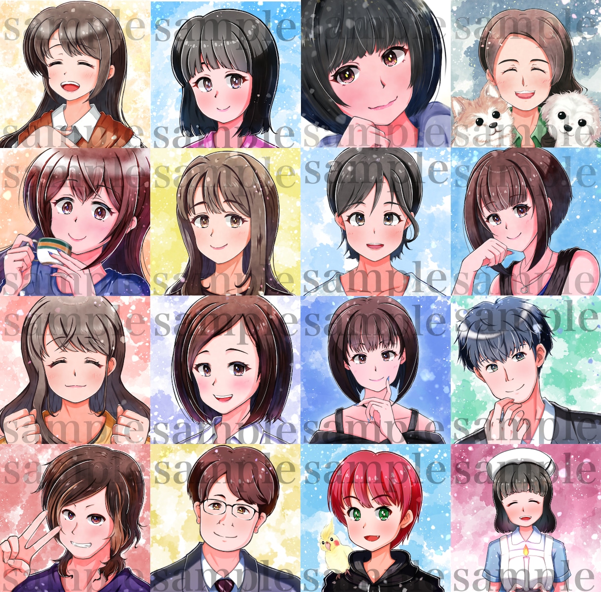 アニメ調の似顔絵でSNSの魅力UPをお手伝いします 評価5.0｜写真から笑顔のアニメ調アイコンを描きます イメージ3