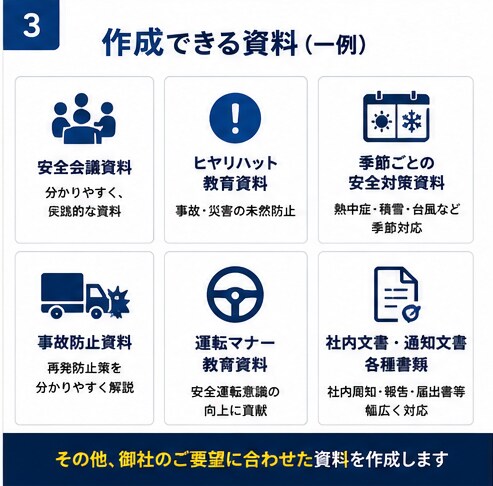 運送会社専門｜安全会議資料・社内文書を作成します 運送業界の実務経験。AI×現場経験で伝わる資料を作成します イメージ3