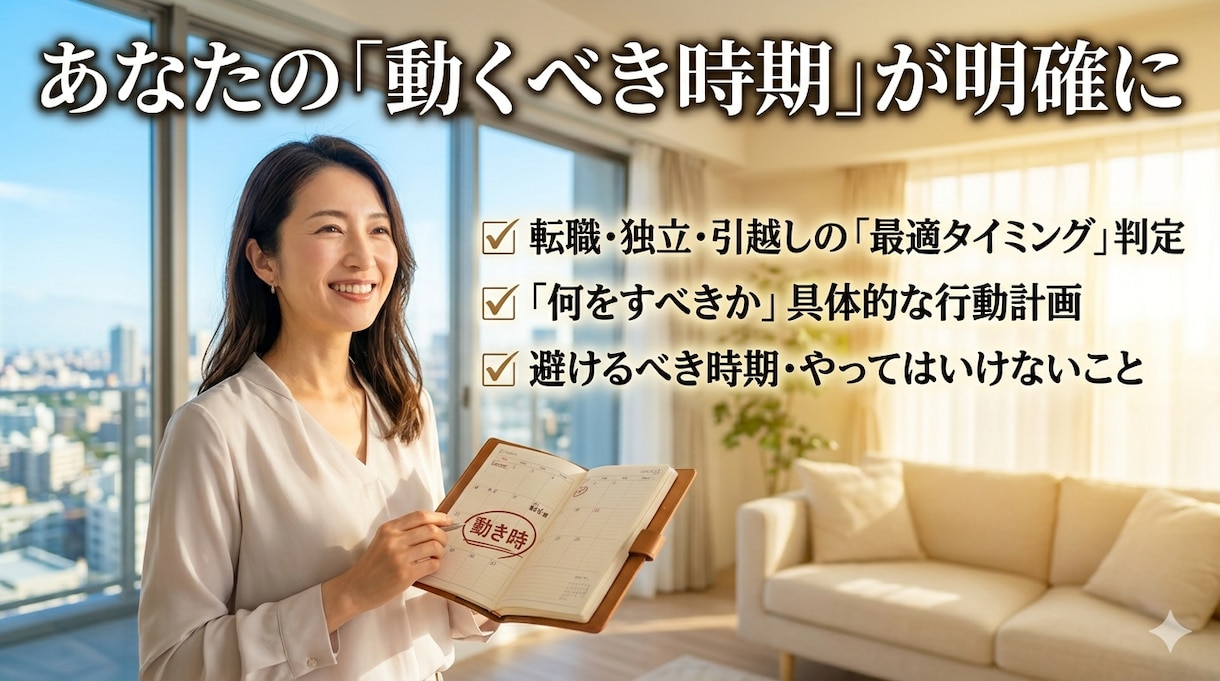 人生の決断を後押しする90日フルサポートします 人生の岐路で迷わない。あなたの「最適なタイミング」が分かる イメージ3