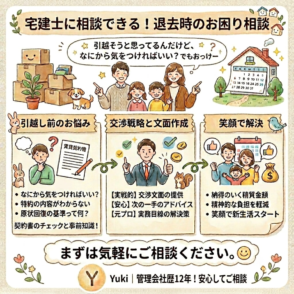 元管理会社12年宅建士が退去精算をサポートします お引越しを検討したら相談ください！交渉のコツを伝授します！ イメージ2