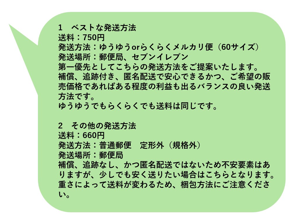 メルカリ出品商品のベストな発送方法教えます 写真+簡単な情報だけで「ベストな」発送方法を提案！3品まで！ イメージ3