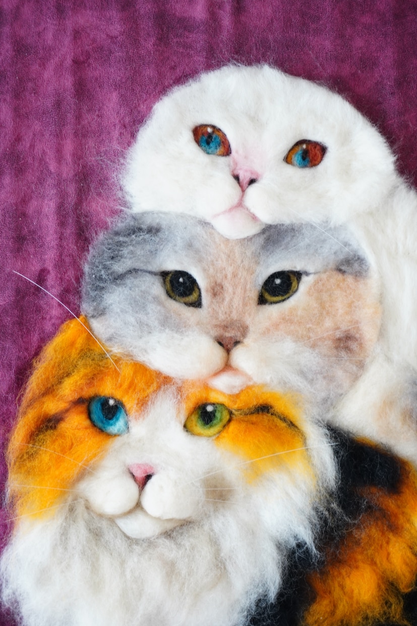 羊毛画であなたの猫ちゃんをそっくりに作ります どこにもない平面の羊毛アート！A4(21.1×29.8cm) イメージ3