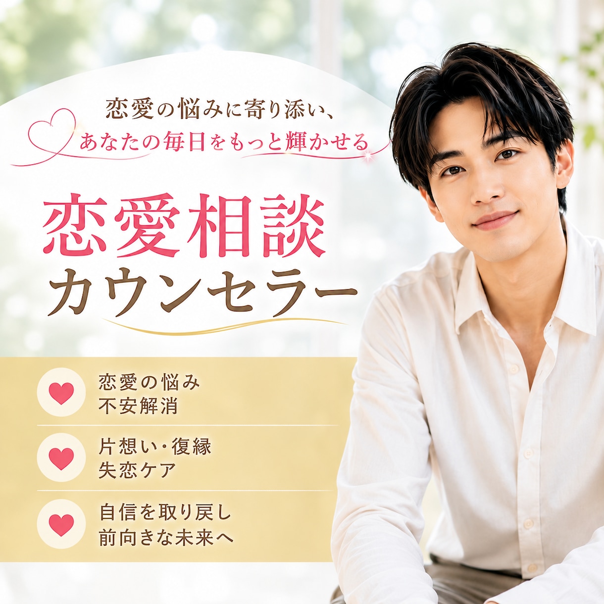 女性限定⭐️男性目線で恋愛の本音をお伝えします 気になる彼の気持ちを分析して丁寧に分かりやすくお伝えします イメージ1