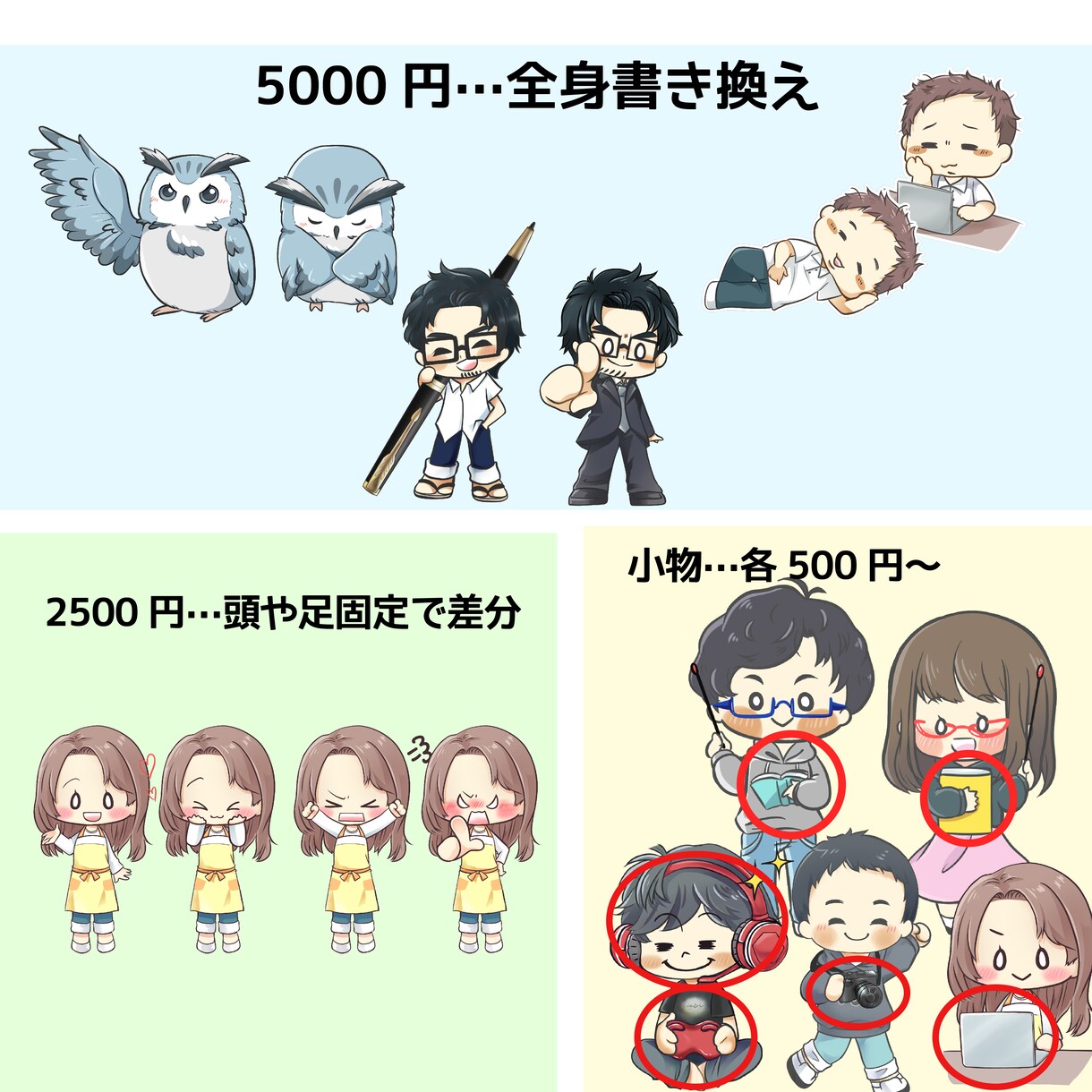 可愛くコロコロ動き回る全身キャラクター描きます YouTubeやインスタサムネイルに＊感情表現広がる！ イメージ2