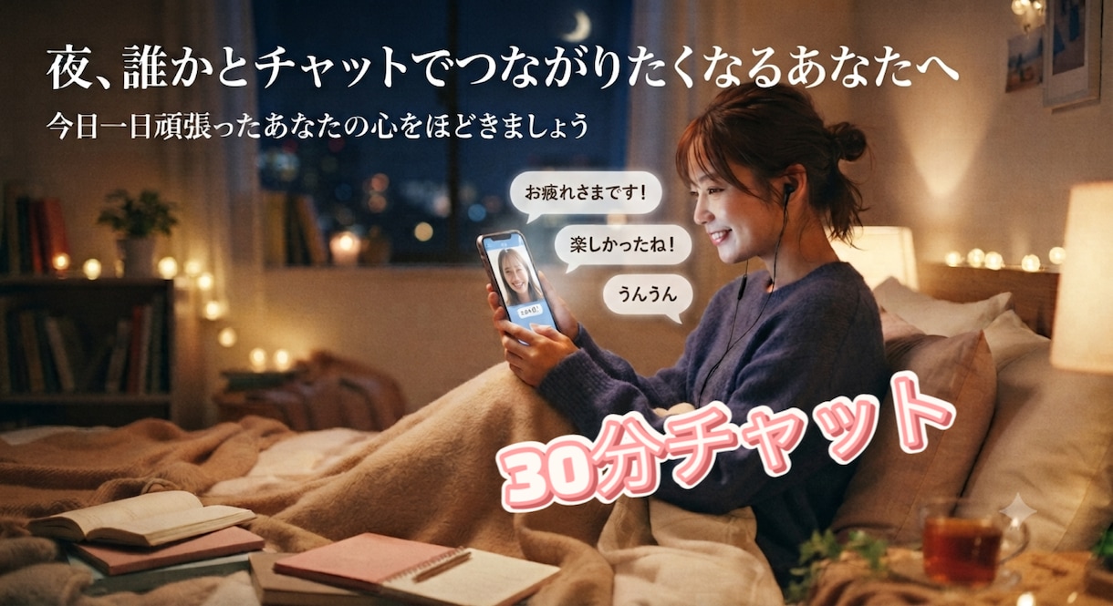 今日一日頑張ったあなたの心ほどきます 夜、誰かとつながりたくなるあなたへ。30分チャット❤︎ イメージ1
