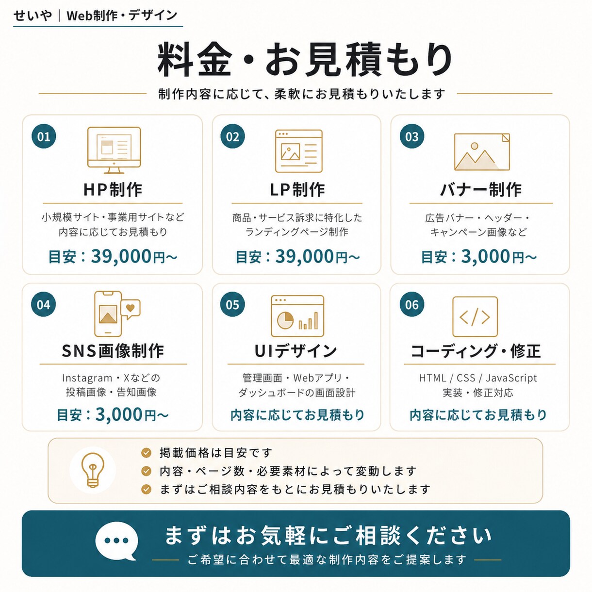 HP・LPなどのWebサイトを丁寧に制作します デザインから実装まで、まとめて丁寧に対応します イメージ5