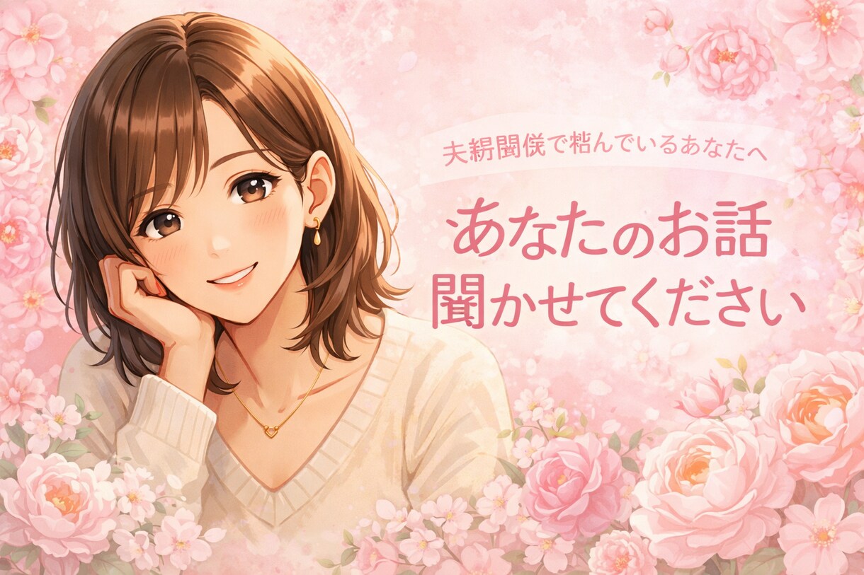 誰にも言えない夫婦関係の悩み、否定せずに聞きます 離婚危機／セックスレス／浮気／別居／仮面夫婦／愛されたい イメージ1