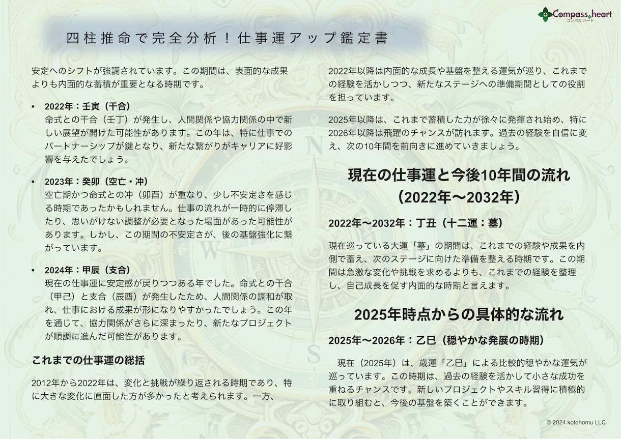 四柱推命で完全分析！ 仕事運アップ鑑定をします 転職の時期? 「あなた専用の仕事運ガイド」で働き方を発見!! イメージ10