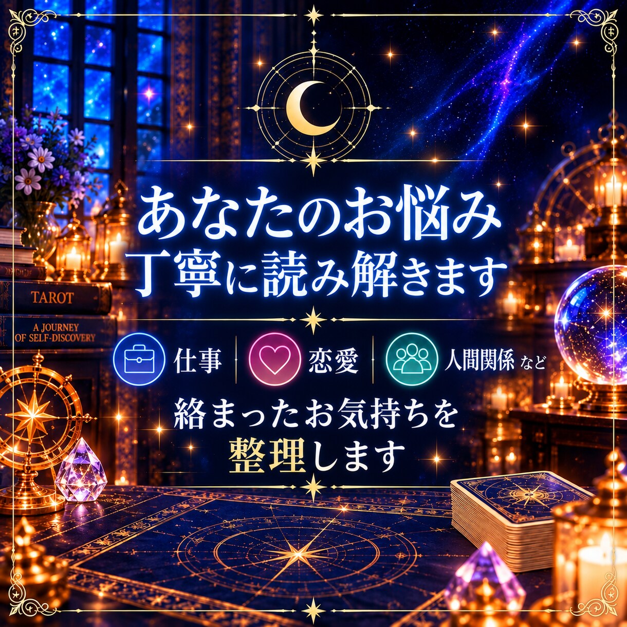 霊感タロット占い☆仕事・恋愛など丁寧に読み解きます 絡まった悩みや不安を整理し、前に進むヒントをお伝えします。 イメージ3