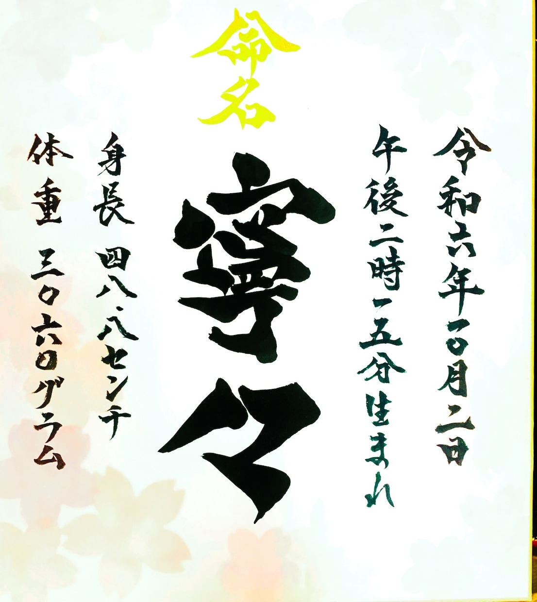 あなたの大切なお子様の命名書を筆耕致します あなたのお子様の命名を心を込めて書かせて頂きます！ イメージ2