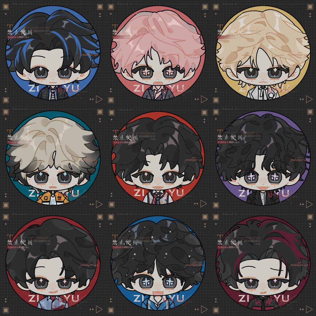 バッジイラスト★1日素速出ます ★四角形と丸形バストアップミニアイコン選んでください イメージ7