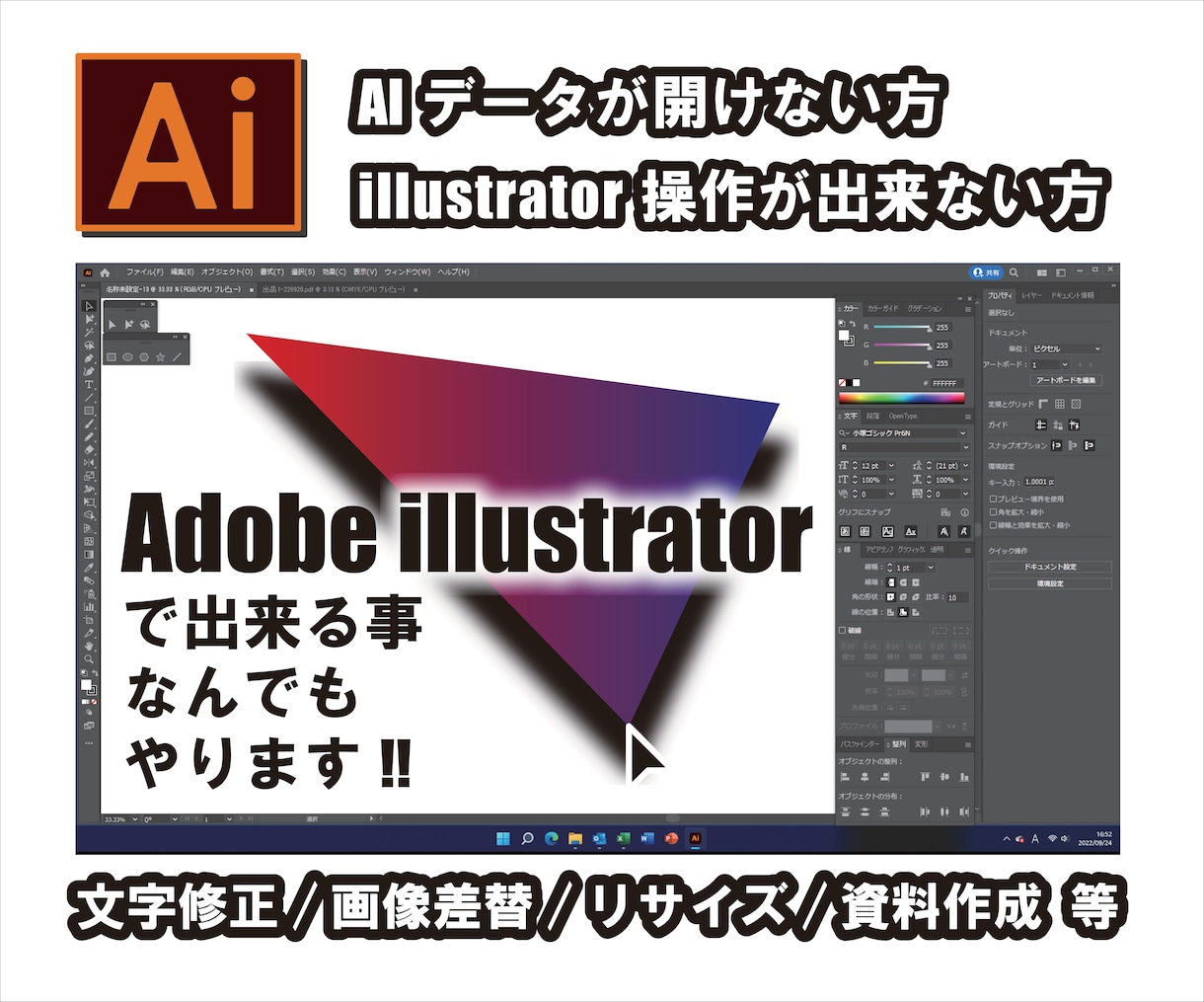Adobeイラストレーターでの作業全般を行います Illustratorソフトでカタチにします!! イメージ1