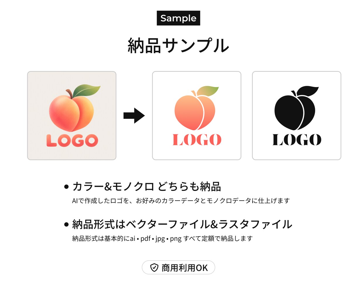 AIロゴをきれいに整えます 形・色・バランスを整えて使いやすいロゴデータに イメージ3