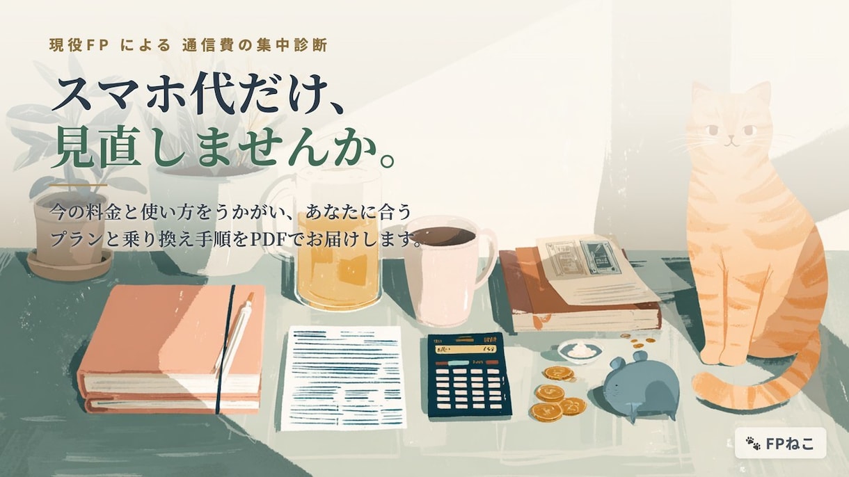スマホ代だけ集中診断｜通信費の下げ方を教えます 今のスマホ代、あと数千円下げられるかも。現役FPが診断します イメージ1