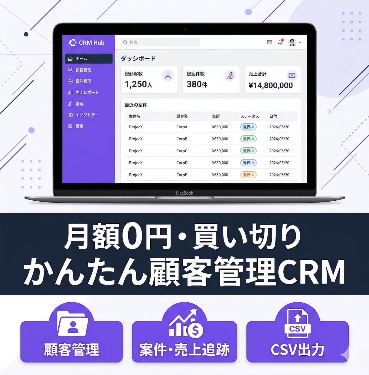 買い切り！かんたん顧客管理CRMツールます 取引先と案件をまとめて管理！月額0円の顧客管理 イメージ1