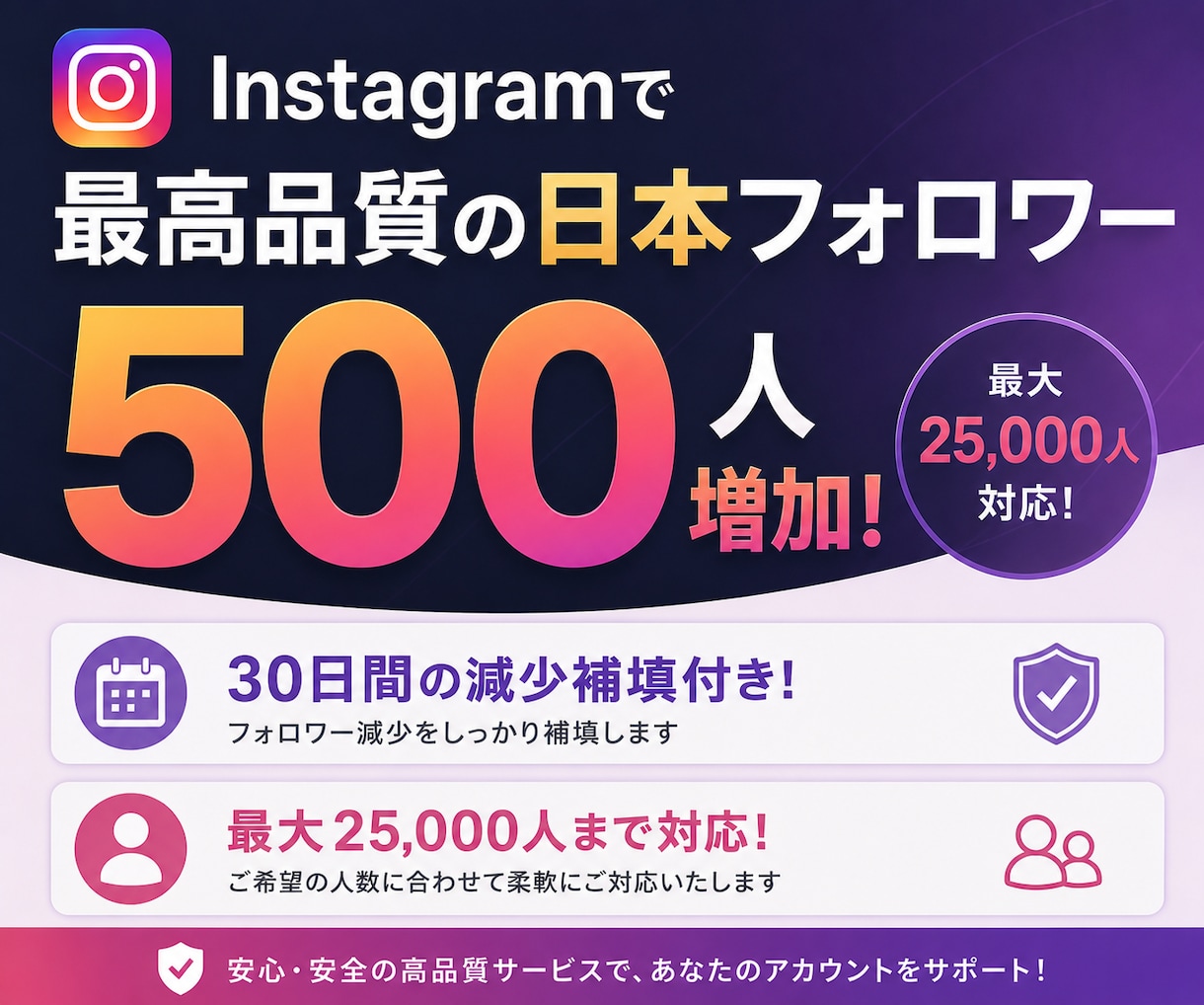 Instagram最高品質の日本人増やします 最高品質の日本人フォロワーを増やしたい方はお任せ下さい！ イメージ1
