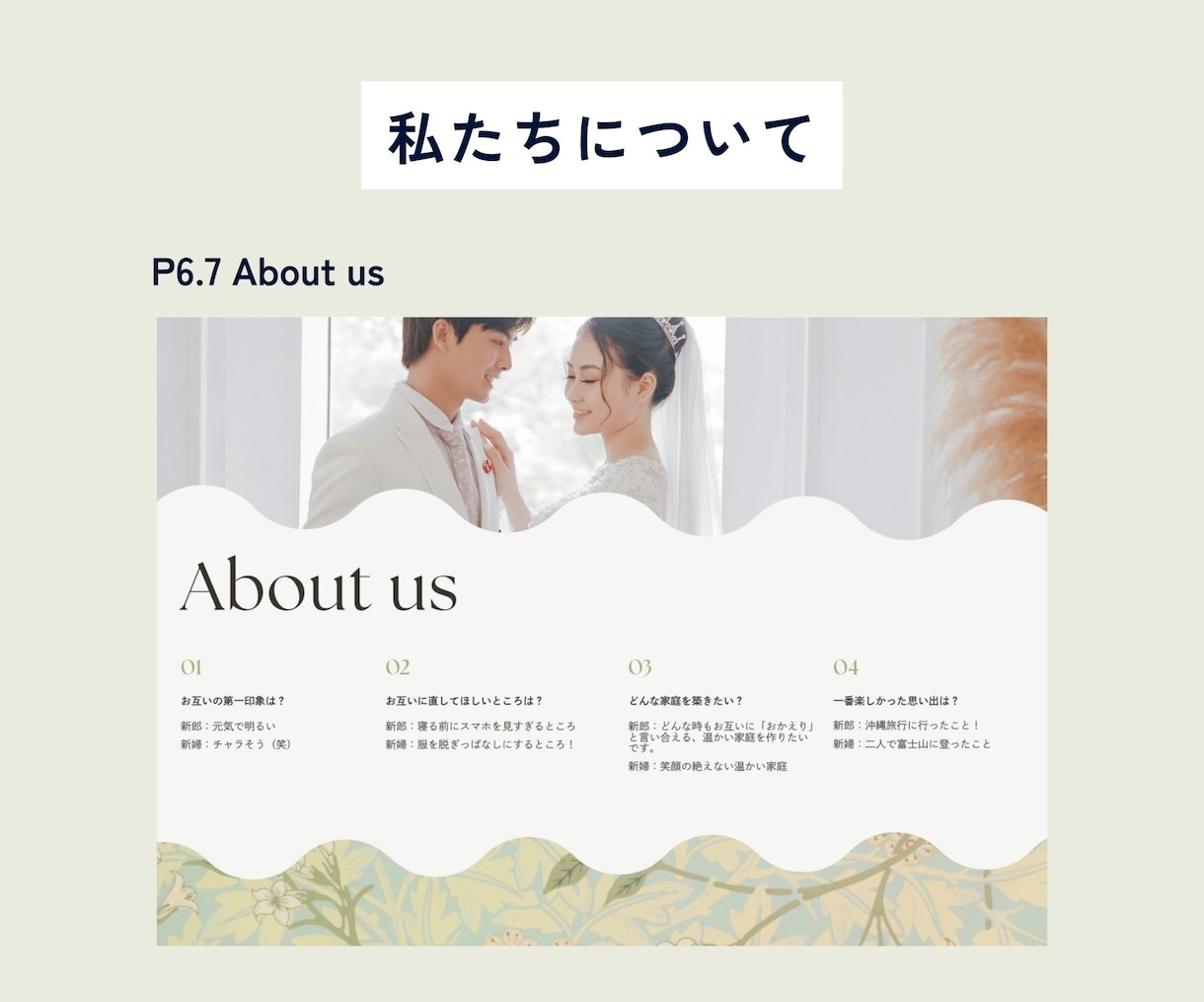 個性あるおしゃれプロフィールブック作れます 上品でクラシカルなロイヤルフラワー イメージ6