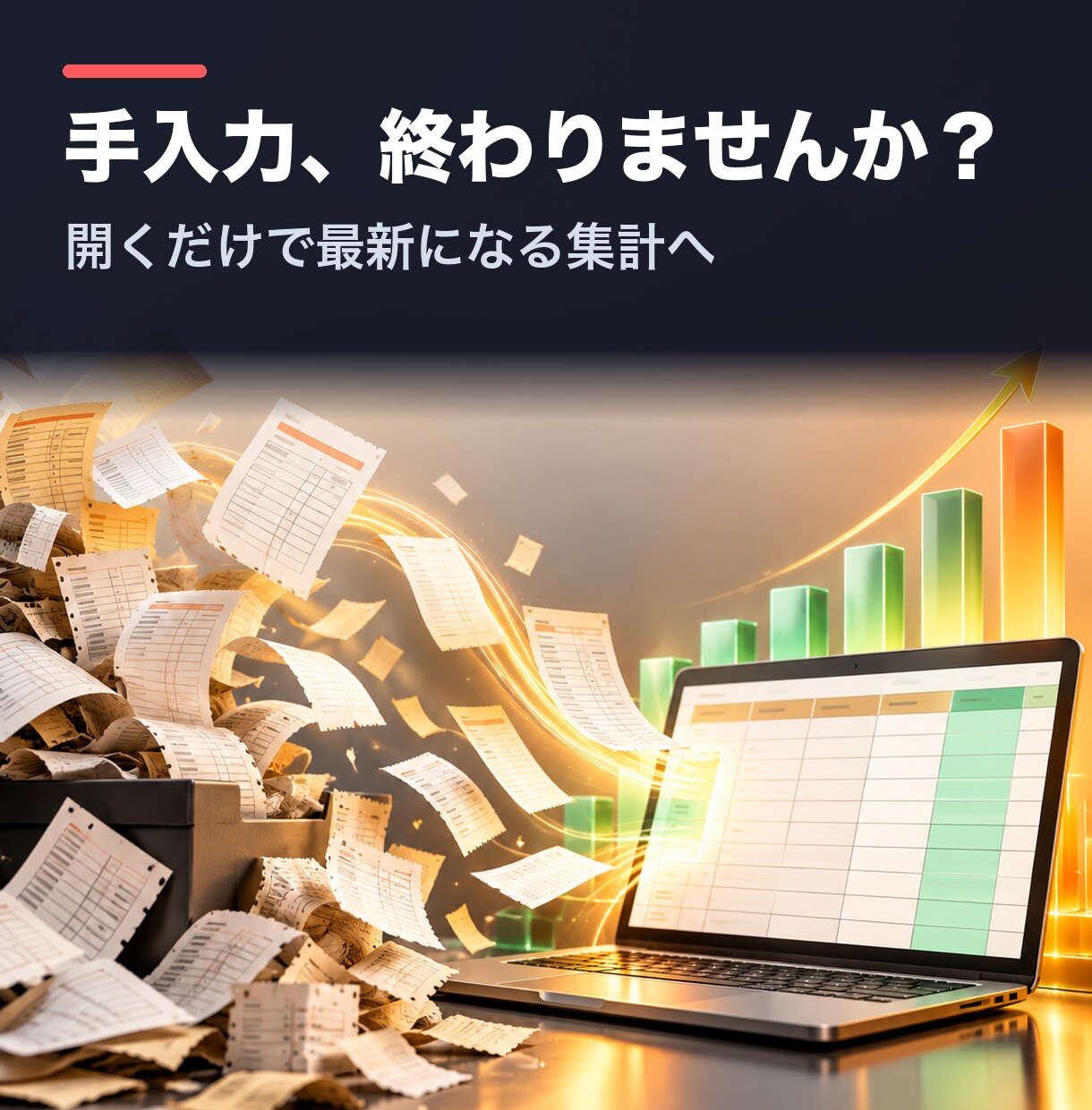 売上集計の手入力をやめて自動更新にします 売上集計の手入力が終わらない方へ イメージ1