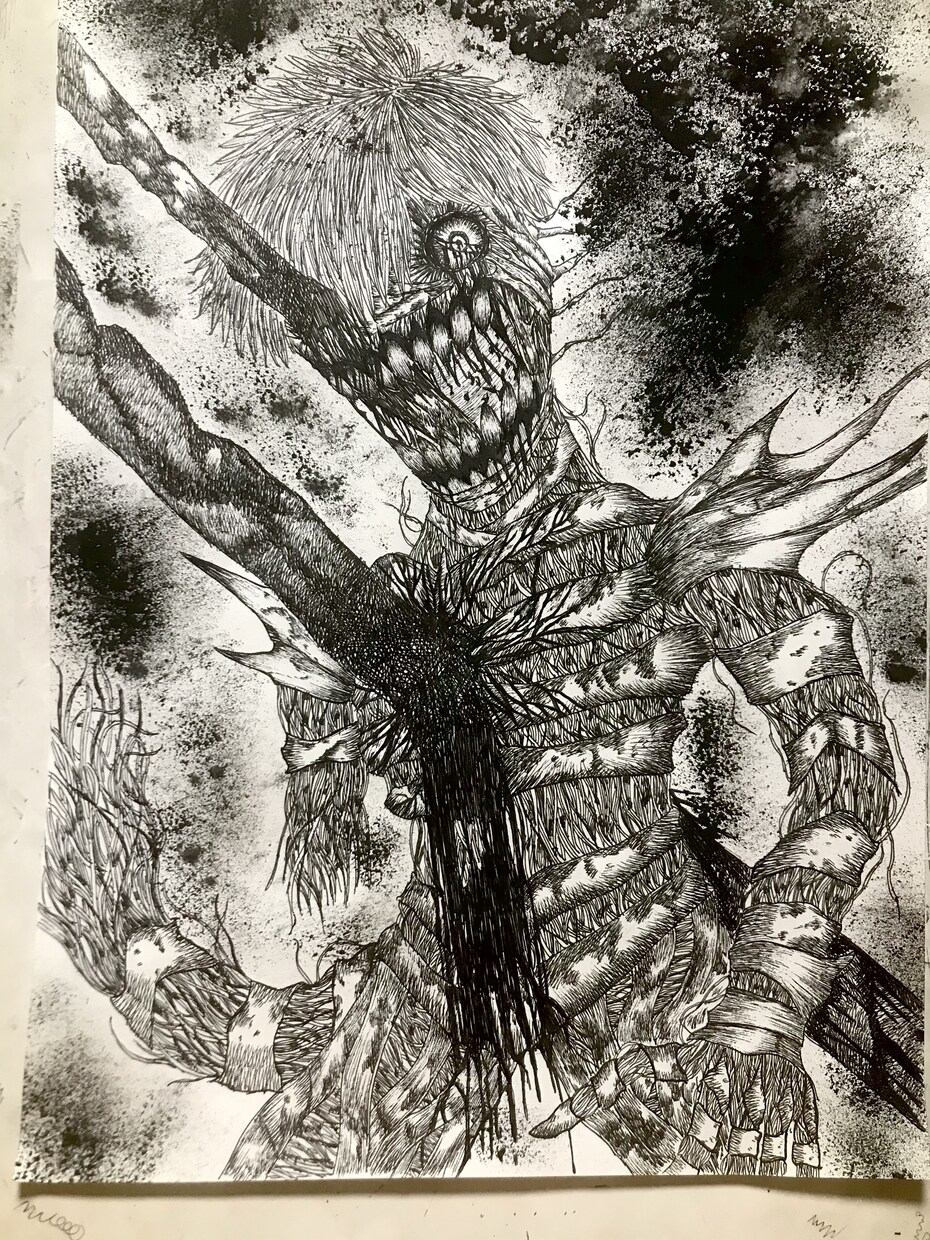 迫力のあるペン画一枚絵描きます 怒りや負の感情が沸き立つような絵を欲する方、御刮目 イメージ6