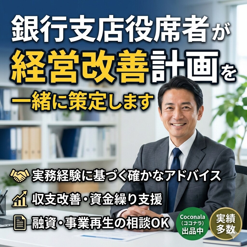 銀行出身　経営改善計画を一緒に策定します 金融機関提出レベル対応の改善計画を策定します。 イメージ1