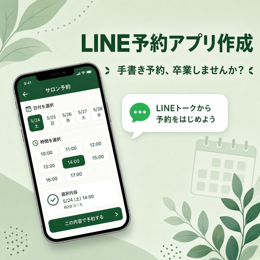 LINE予約画面を小規模店舗向けにつくります 手書き予約をLINE予約にしませんか イメージ1
