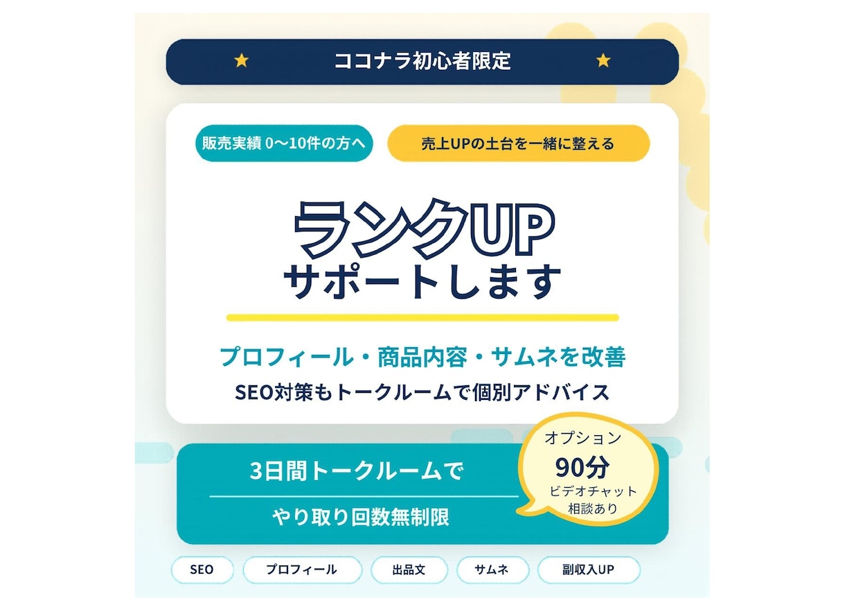 ココナラ初心者限定⭐️ランクUPサポートします お悩み解決！全部教えます！オプション付き。 イメージ1