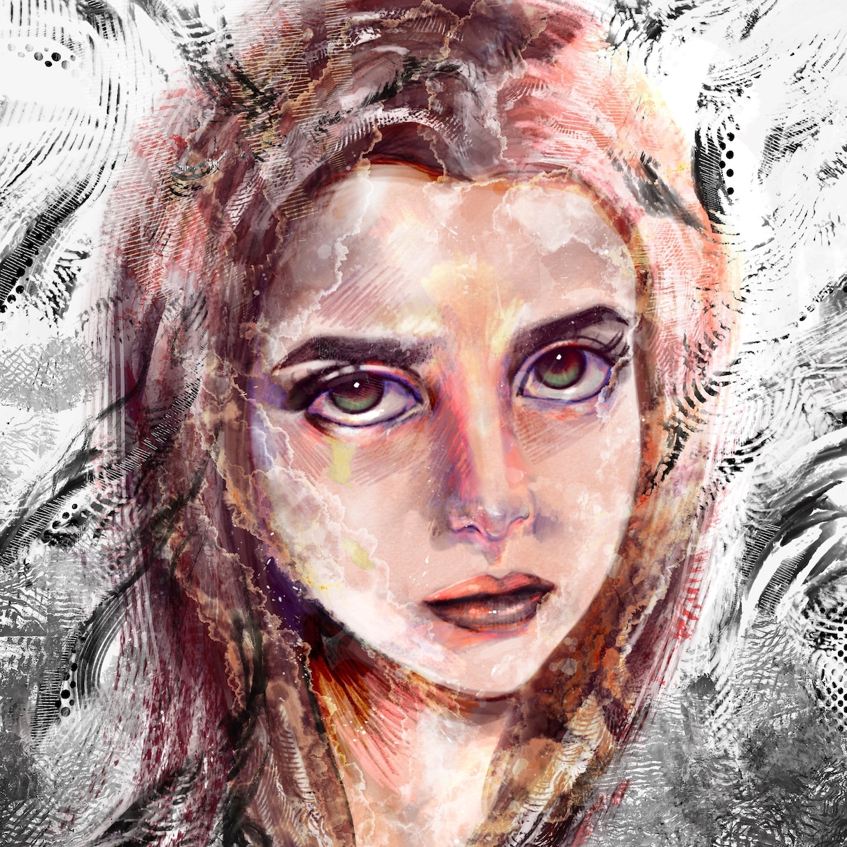 Procreate｜スタイリッシュな一枚を描きます 独自のブラシ質感と色使い。他と被らない印象に イメージ1