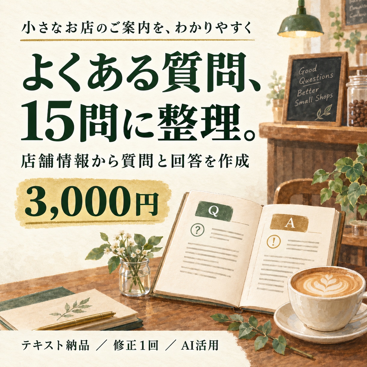 お店のよくある質問と回答を15問作ります 予約や来店前の疑問を読みやすい案内文に整理 イメージ1