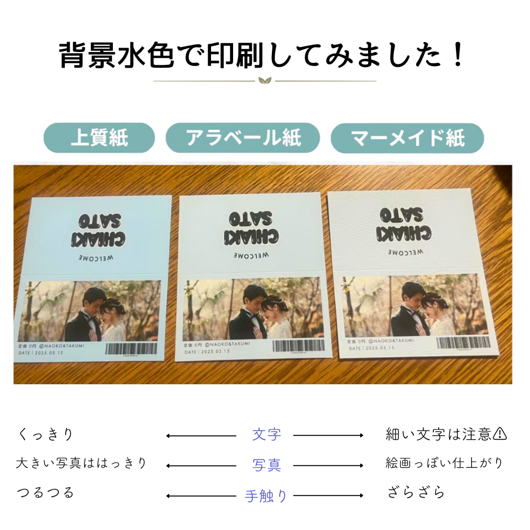 用紙選べる！2つ折り席札印刷します 3日以内の特急対応受け付けています◎ 名入れや写真入れも◎ イメージ4