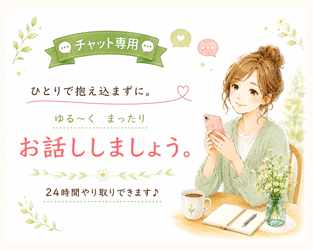 どんなお話でもお聞きします チャットで心のうちを吐き出して軽くなりましょう♪ イメージ1