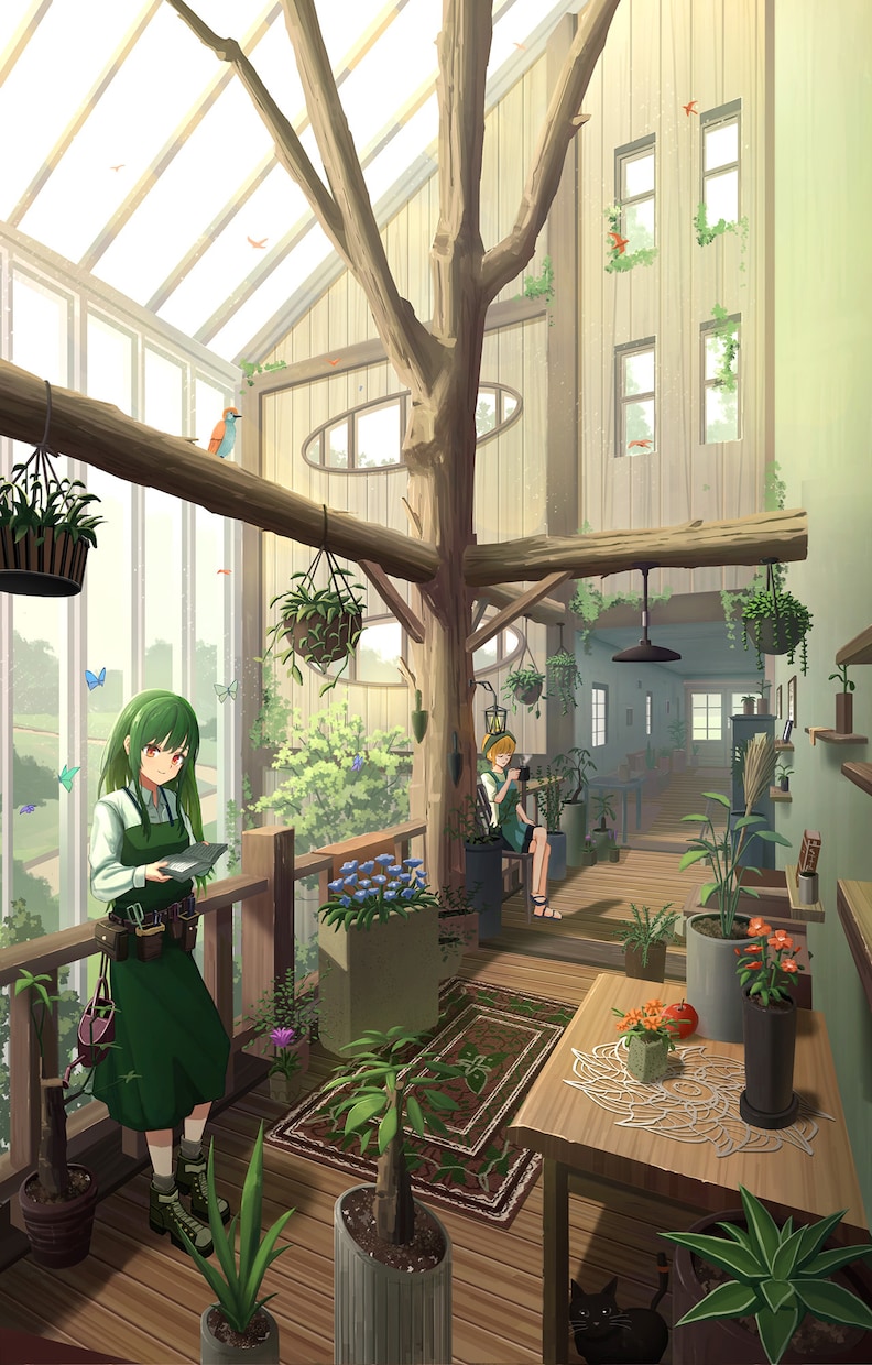 背景、キャラクター+背景の一枚絵の作成承ります ストーリー、世界観等を表現するのが得意です。 イメージ1