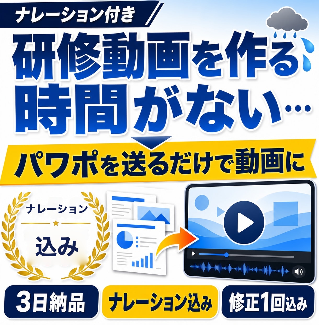 パワポをAIナレーション動画にします スライドを送付するだけで動画が完成、AI音声・字幕込みです イメージ1
