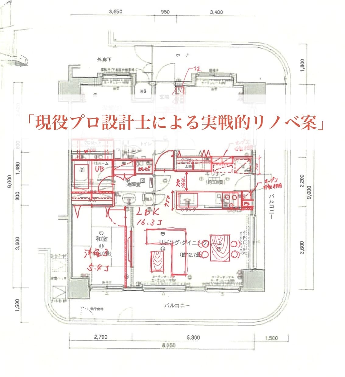 リノベ設計のプロが間取りを「赤ペン」診断します 今の図面に「赤ペン」で理想の間取りへ イメージ1