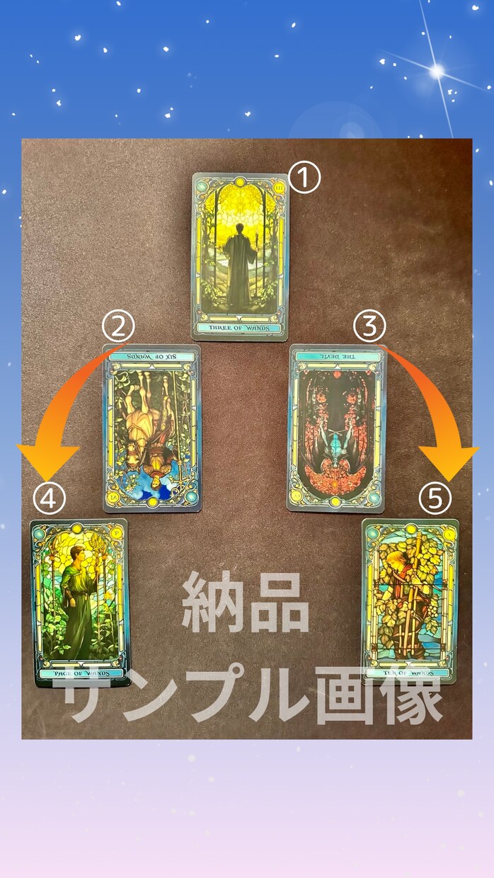 初回限定！恋愛のお悩みを2択ではっきり占断します 二者択一で5枚のカードから2つの選択肢の未来を比較鑑定 イメージ3