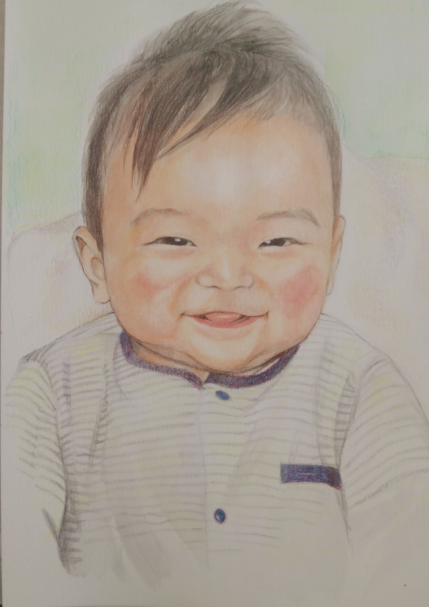 水彩絵の具と色鉛筆で1枚1枚丁寧にお描きします 記念に残る可愛い赤ちゃんの似顔絵 イメージ1