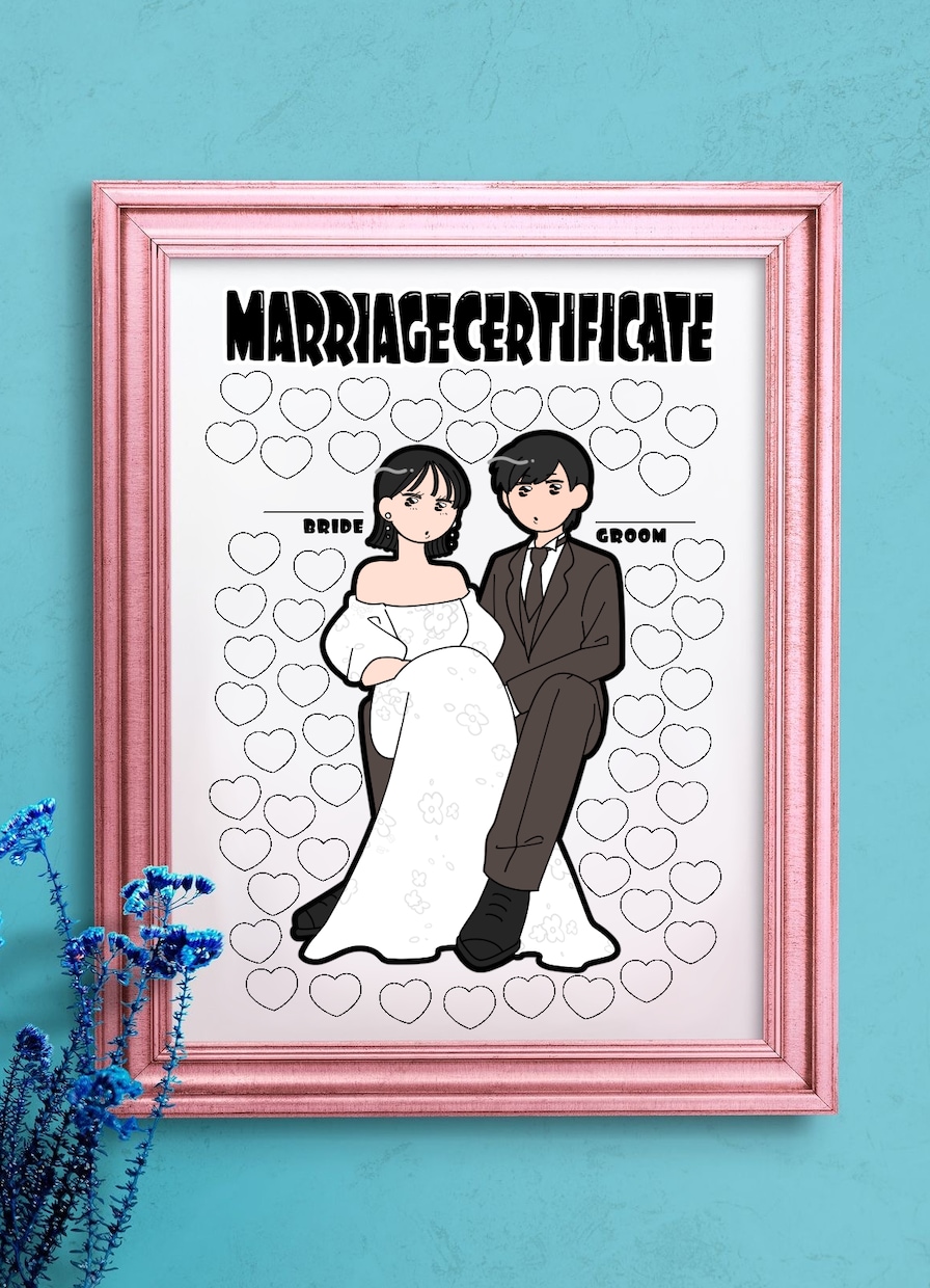 ポップでかわいいゲスト参加型の結婚証明書を描きます ウェルカムスペースにも飾れる！ゲスト参加型♫ イメージ2