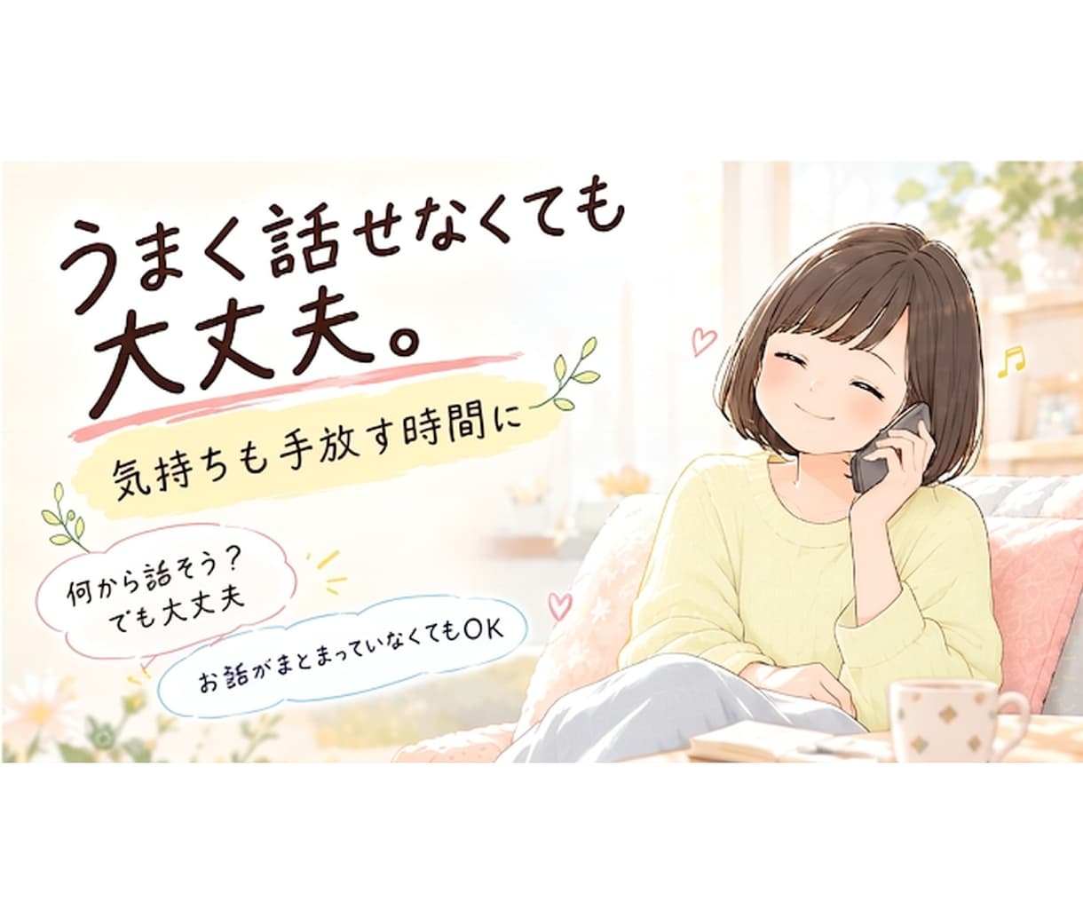 誰かに聞いてほしいあなたへ。30分、ただ聴きます 気持ちを手放す時間に。些細な事・なんとなくモヤモヤも聴きます イメージ4