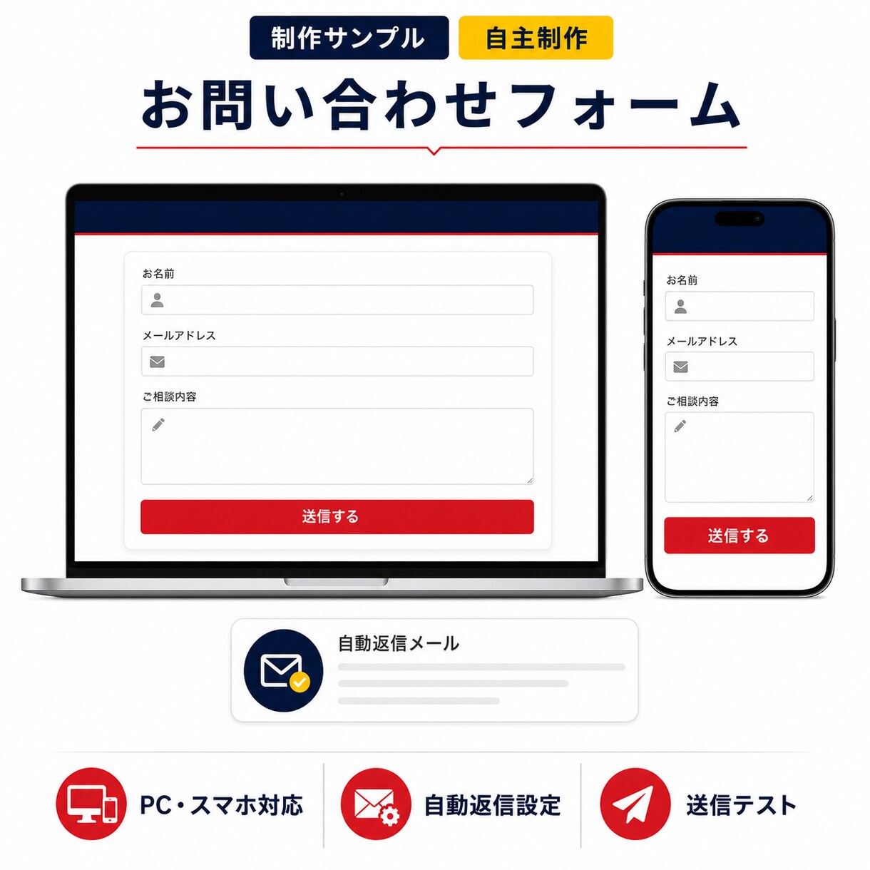 WordPressに問い合わせフォームを設置します 項目整理・自動返信・スマホ表示確認までまとめて対応します イメージ3