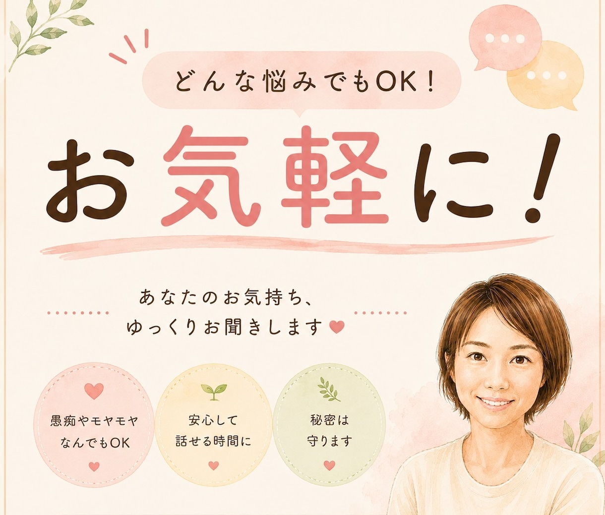 チャットでゆっくりお話をお聴きします 話すのが苦手でも大丈夫。あなたのペースでどうぞ イメージ2