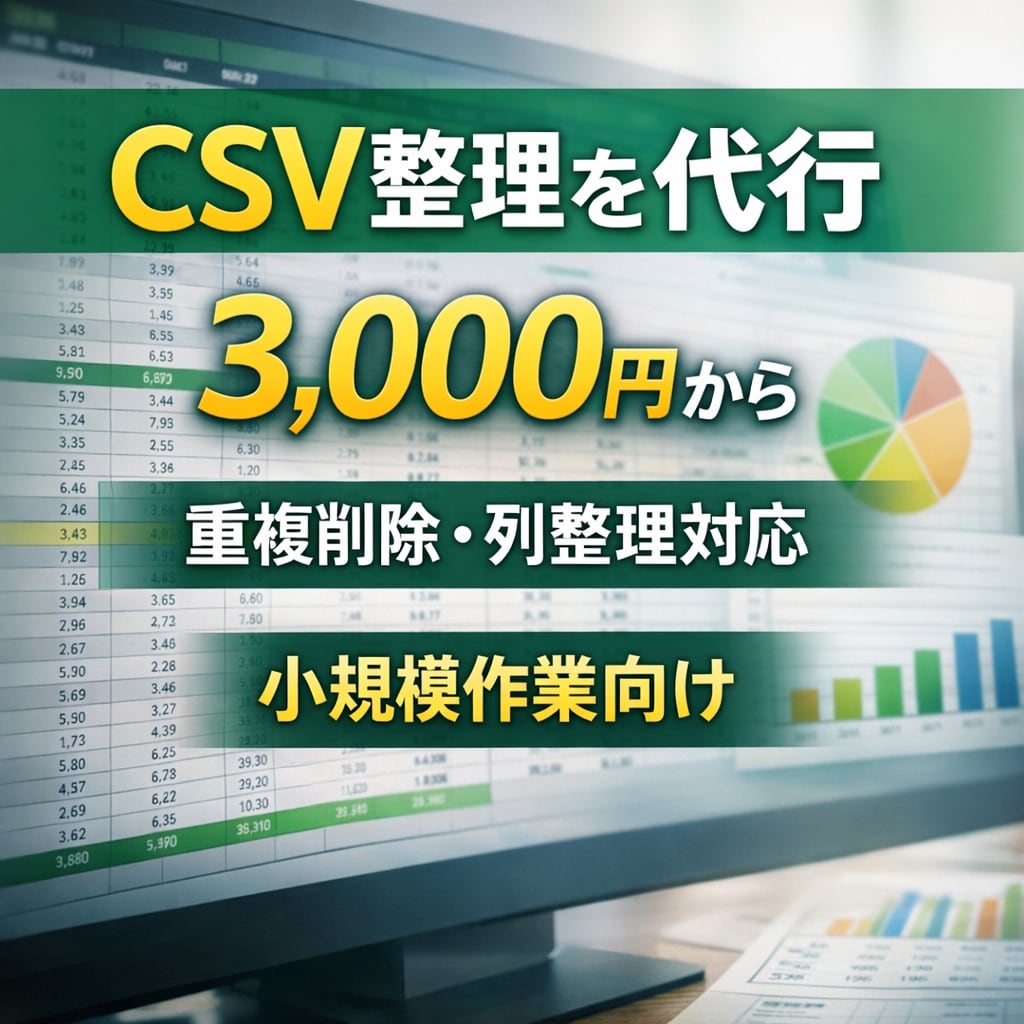 小規模なCSV整理を代行して見やすく整形します 列整理や重複削除を代行して時短します イメージ1