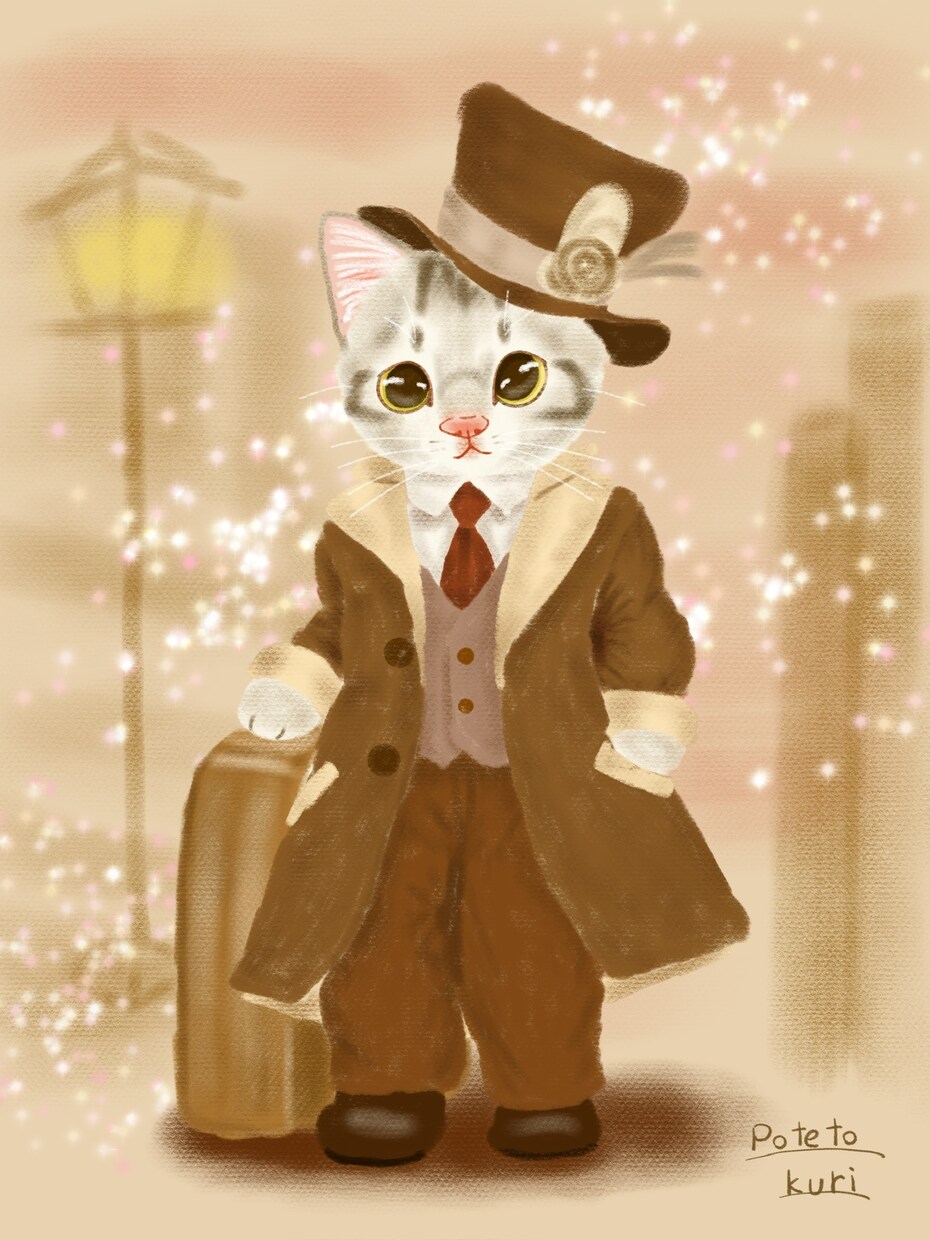 パステル画風猫のイラストをお描き致します 暖かいアナログパステル画風のイラストをお描きします。 イメージ3