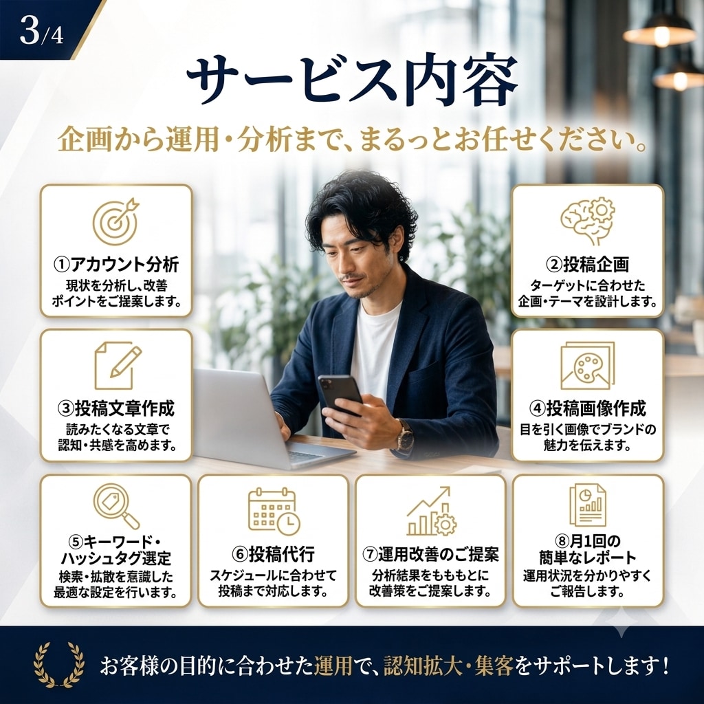 Xの運用代行｜投稿作成から運用まで対応します あなたのブランドに合った発信をご提案します イメージ3