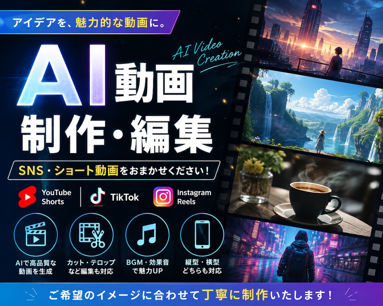 AIでショート動画を制作・編集します SNS向けAI動画をイメージに合わせて制作 イメージ1