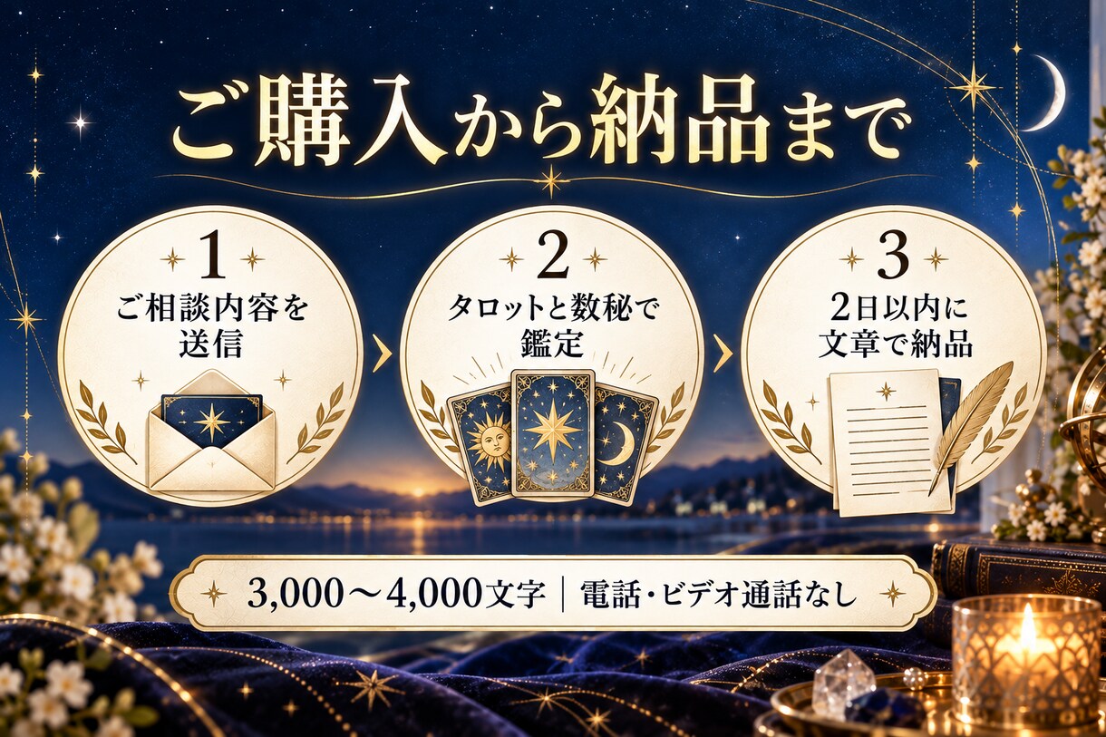 相手の気持ち・本音と二人の未来をタロットで占います 片思い・復縁・音信不通｜今後3か月と行動を文章鑑定 イメージ4